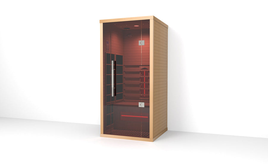 Lumin Infrared Sauna One by Orivon Wellness for SimWellness infrared versus traditional sauna guide