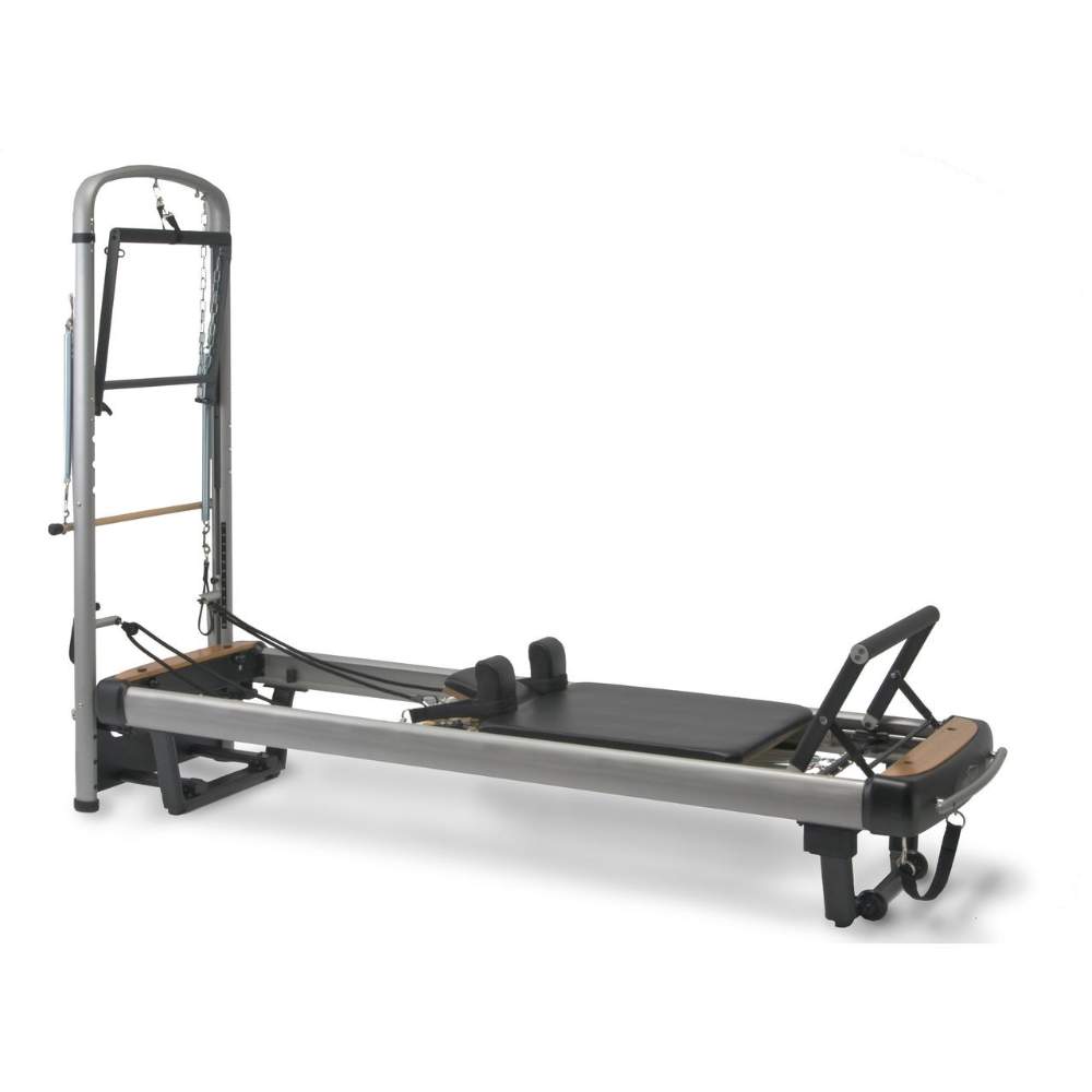 Pilates reformer with vertical tower system