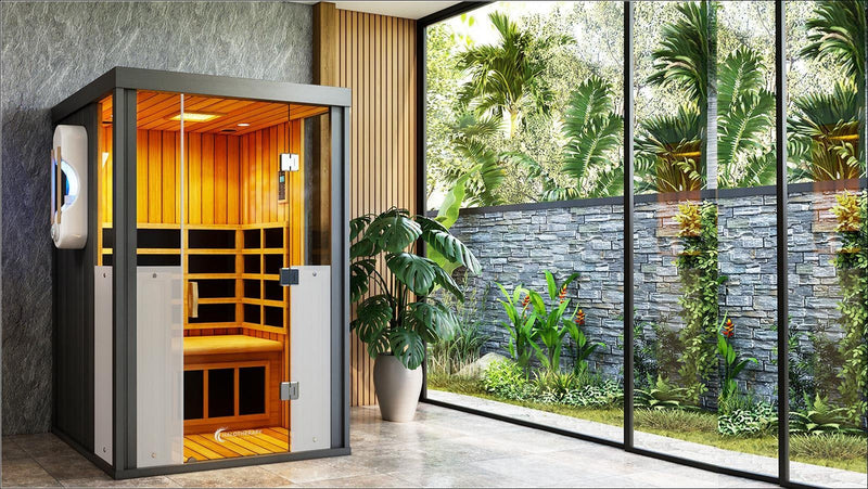 Salt and infrared sauna in a wellness setting