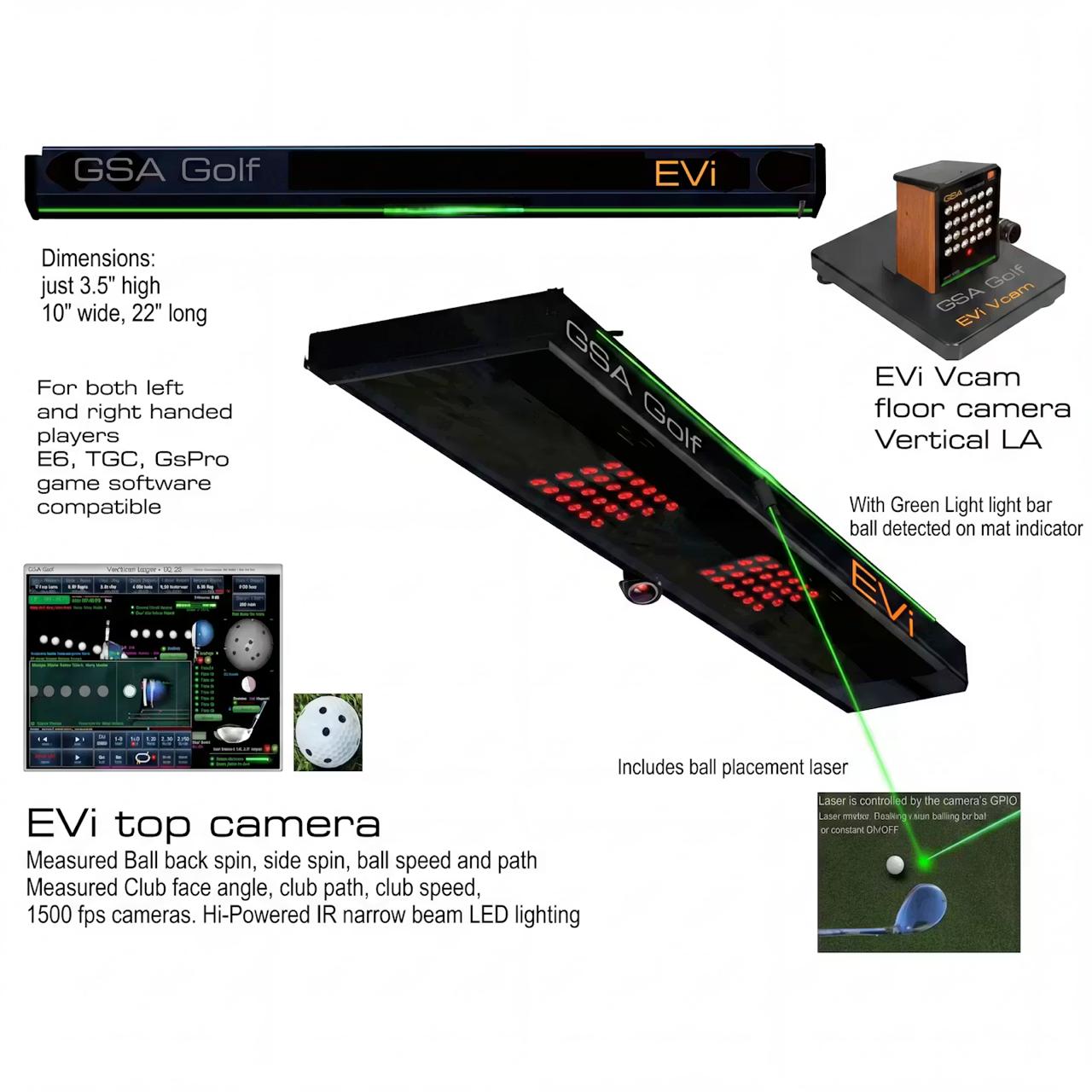 VisTrak EVi Ceiling-Mounted Golf Launch Monitor, Dual Camera