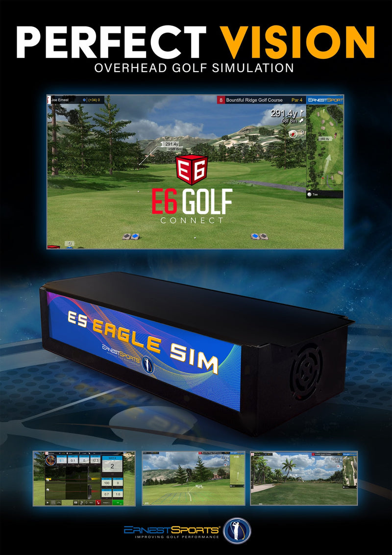 Ernest Sports ES Eagle Golf Simulator — Ceiling-Mounted, Dual Camera