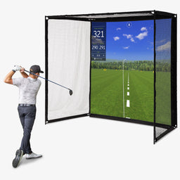 GoSports Range Cage ELITE Golf Simulator Net — 8x8ft Cage with HD Impact Screen