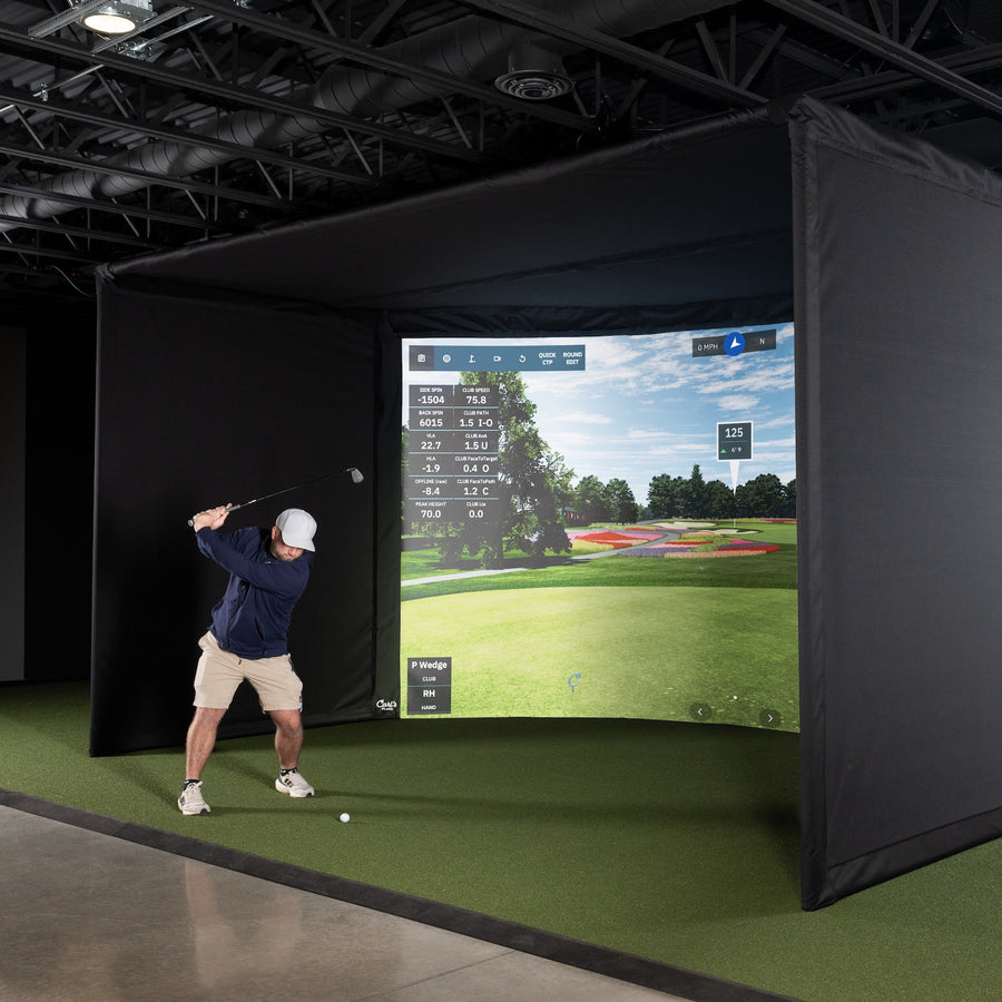 Carl's Place Curved Golf Simulator Enclosure Kit | Panoramic Impact Screen