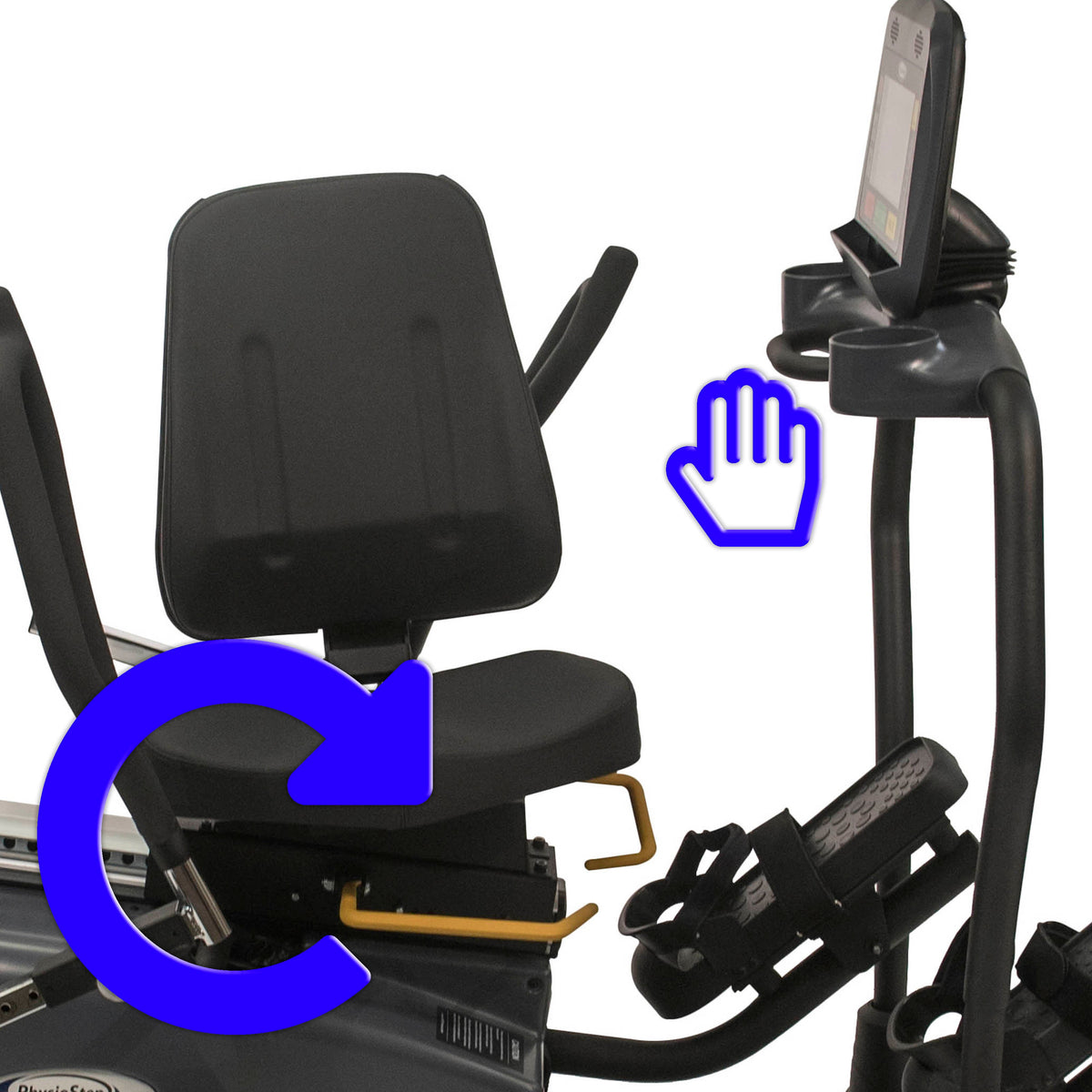 PhysioStep MDX with its swivel seat turned for entry