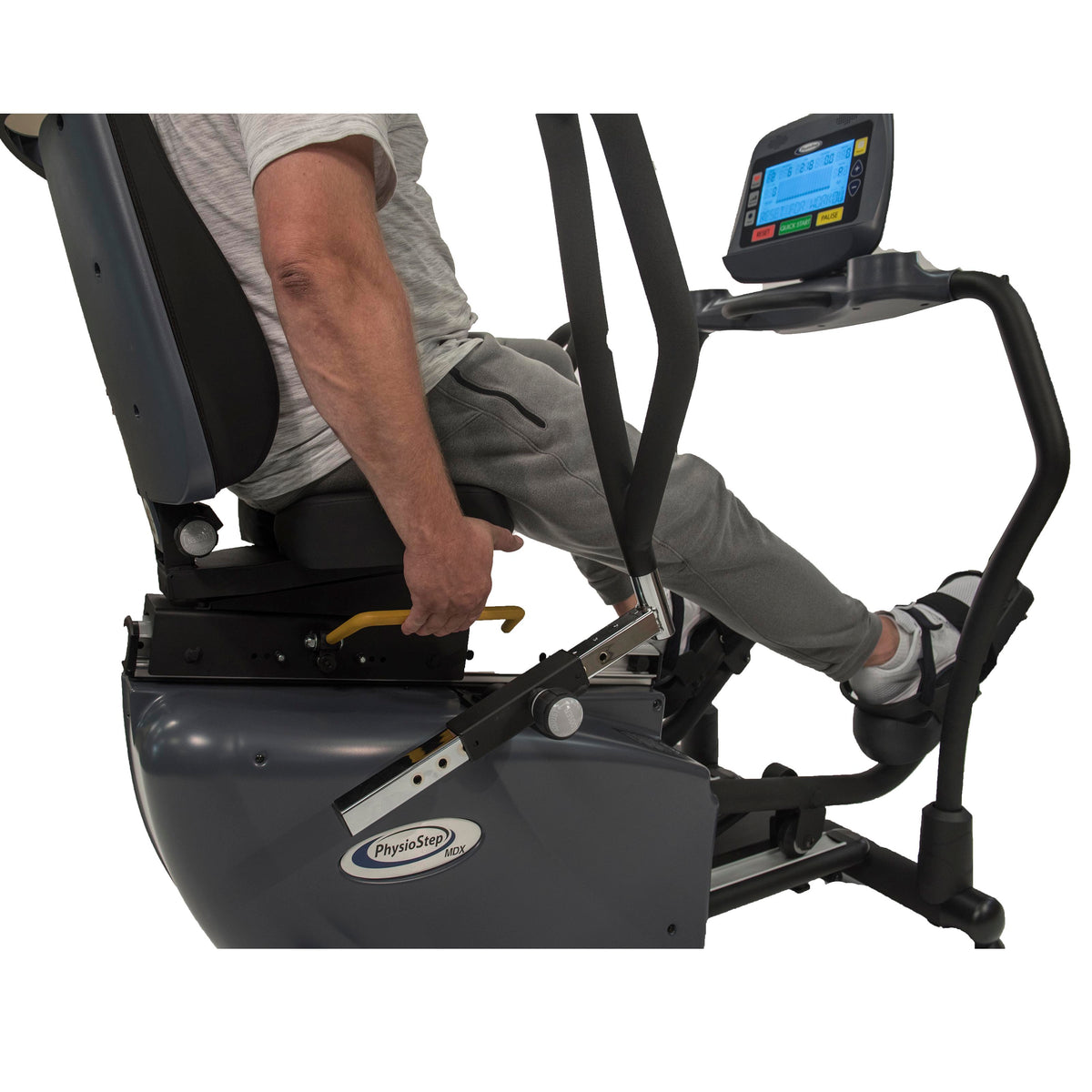 PhysioStep MDX seat and handle adjustments
