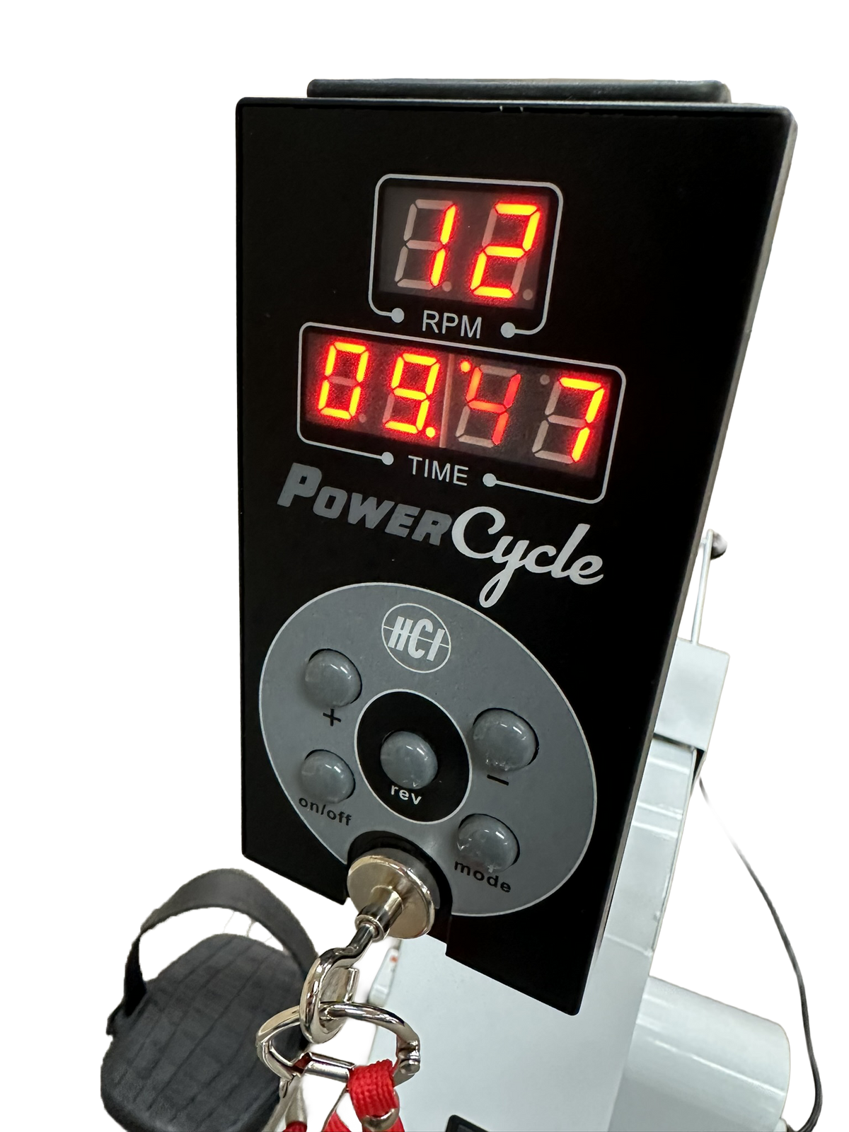 PowerCycle time and rpm display with safety magnet