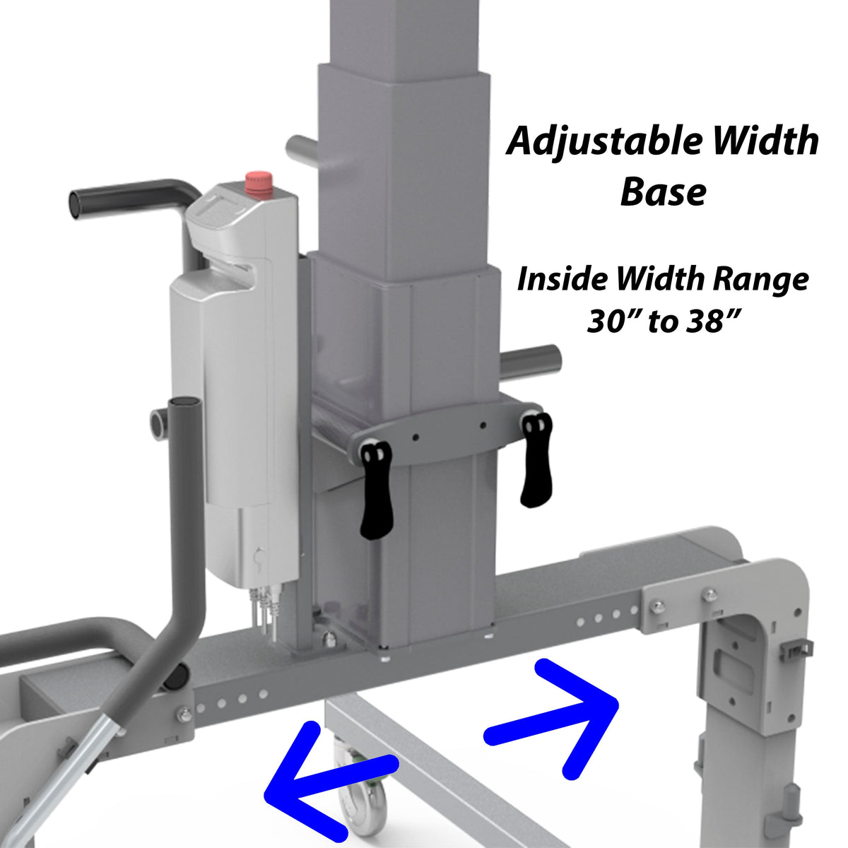 PhysioGait base width adjustment from 30 to 38 inches