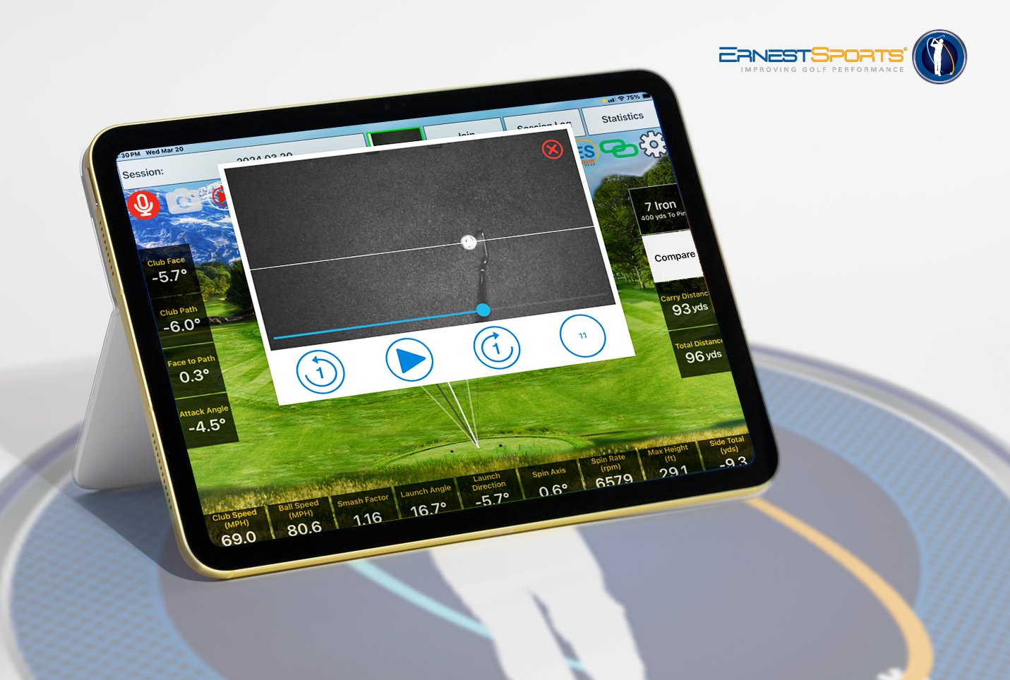 Ernest Sports ES Eagle Golf Simulator — Ceiling-Mounted, Dual Camera