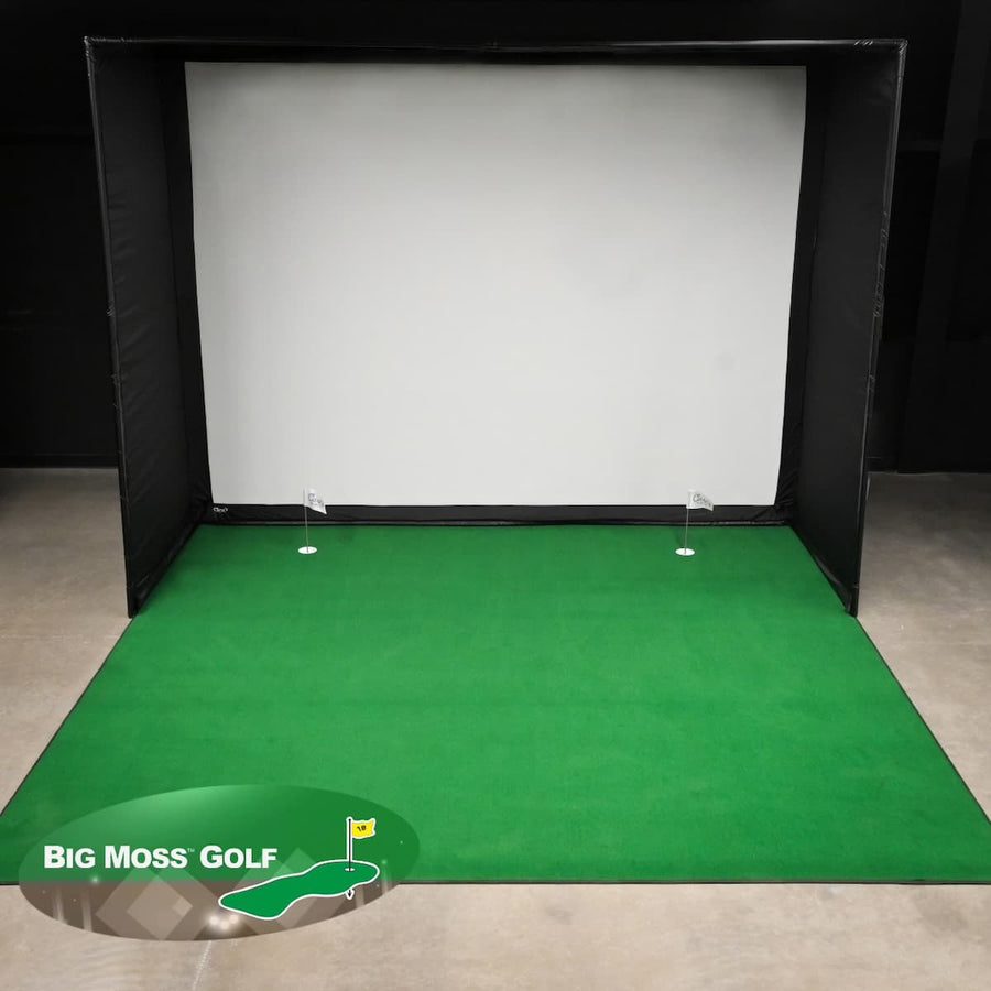 Big Moss Turf installed in Carl's Place DIY Golf Simulator Enclosure