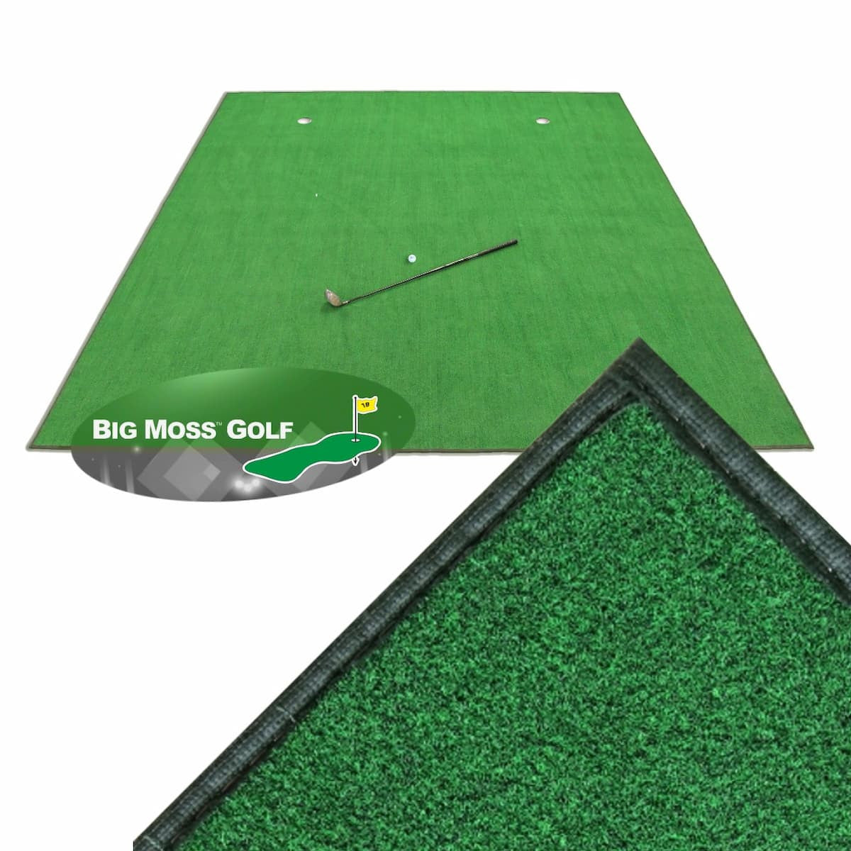 Big Moss Golf Simulator Turf with Big Moss Golf logo