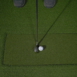 Carl's Place HotShot golf mat with club and ball, overhead view