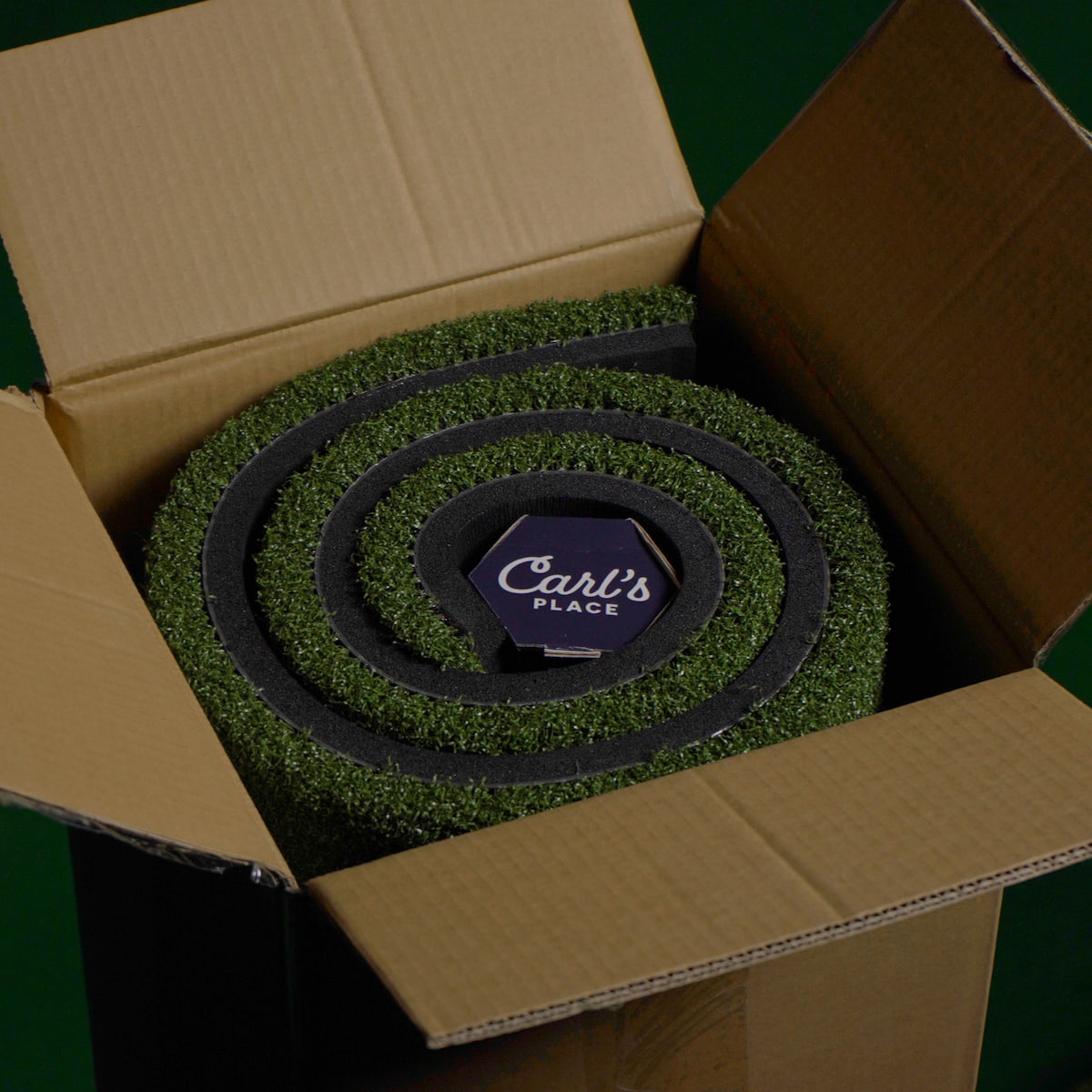 Close-up of the HotShot mat turf and ball
