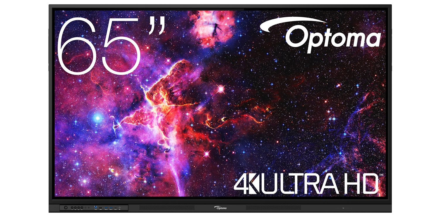 Optoma 3653RK 65 Inch 4K Touch Interactive Display — Android 14, 20-Point Multi-Touch, Built-In Whiteboard