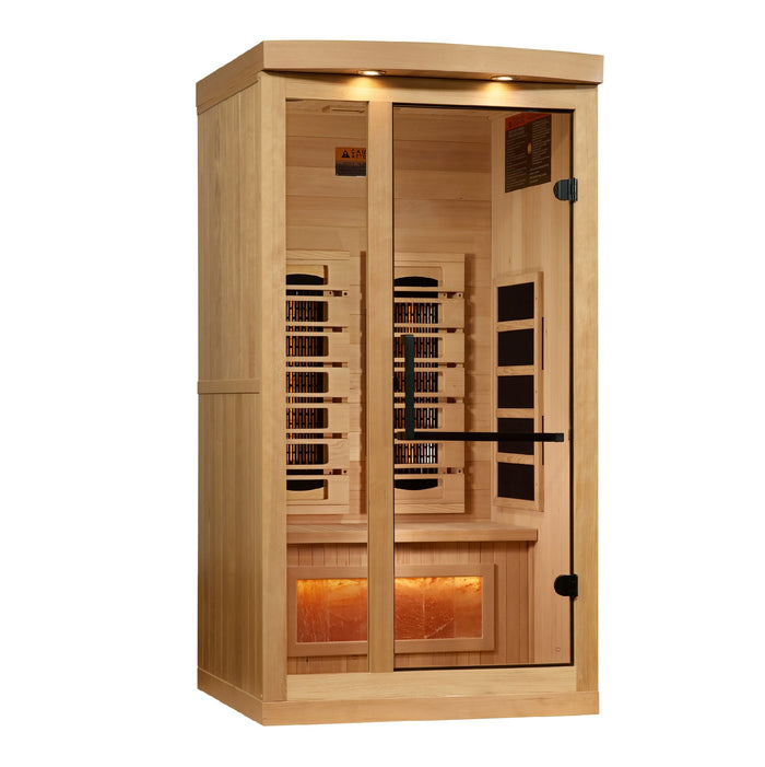 Golden Designs Reserve Edition 1 Person Full Spectrum Sauna with Himalayan Salt Bar