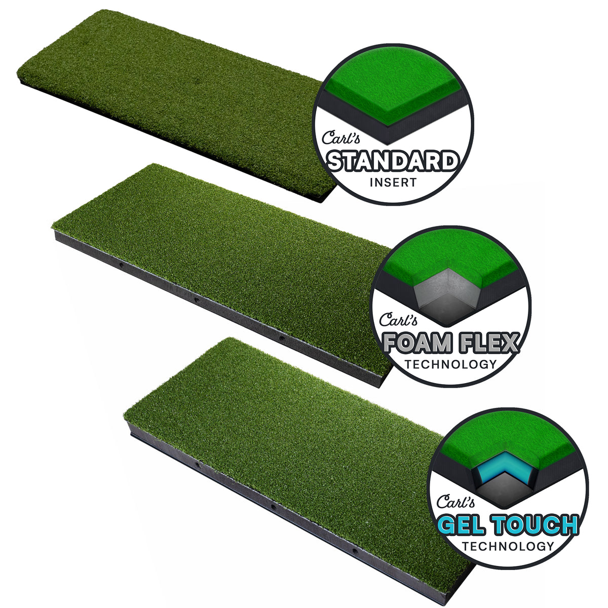 HotShot hitting strip options: Standard, Foam Flex and Gel Touch