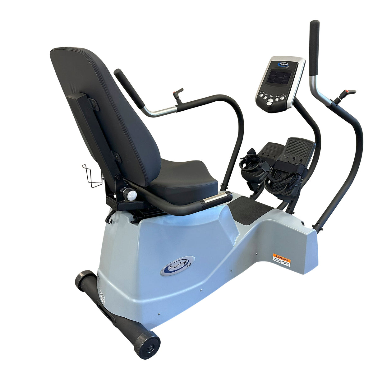 Rear three-quarter view of the LXT-500 seat, console and foot pedals.