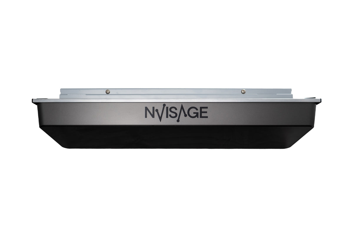 NVISAGE N1 overhead golf launch monitor, front view of the dual camera array