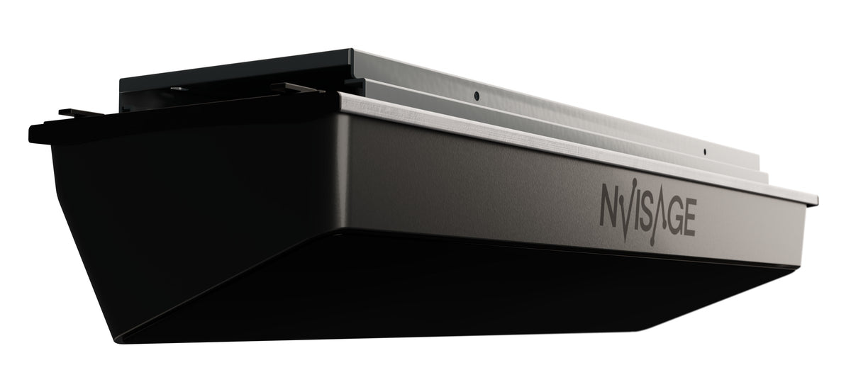 NVISAGE N1 overhead golf launch monitor fitted to its ceiling mounting bracket
