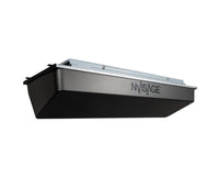 NVISAGE N1 overhead golf launch monitor, side profile showing the slim ceiling-mount body