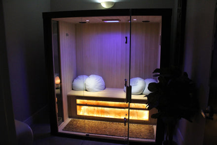HaloSTAR two-person salt therapy cabin interior