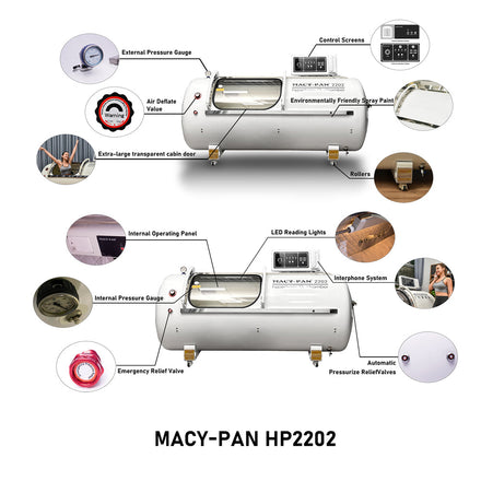 MACY-PAN HP2202 hard-shell hyperbaric chamber manufacturer technical illustration