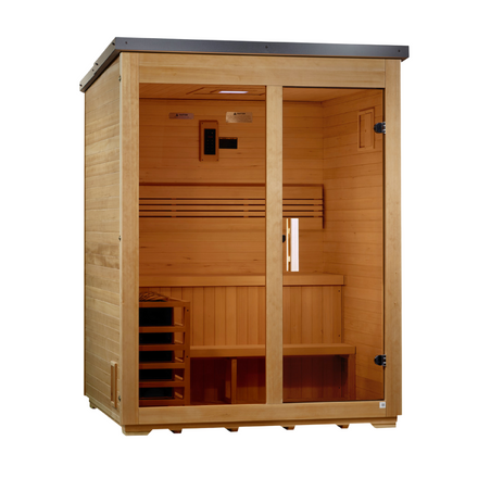Golden Designs Arlberg 3 Person Traditional Flat Roof Outdoor Sauna (GDI-8003-01)