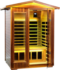 Eldvik Canadian red cedar two-person infrared sauna with glass door