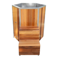 Isvik red cedar round ice bath tub with stainless steel interior
