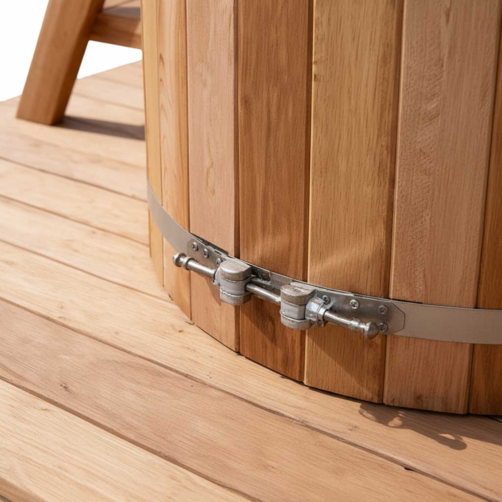 Svalvik cedar plunge fastening strap detail
