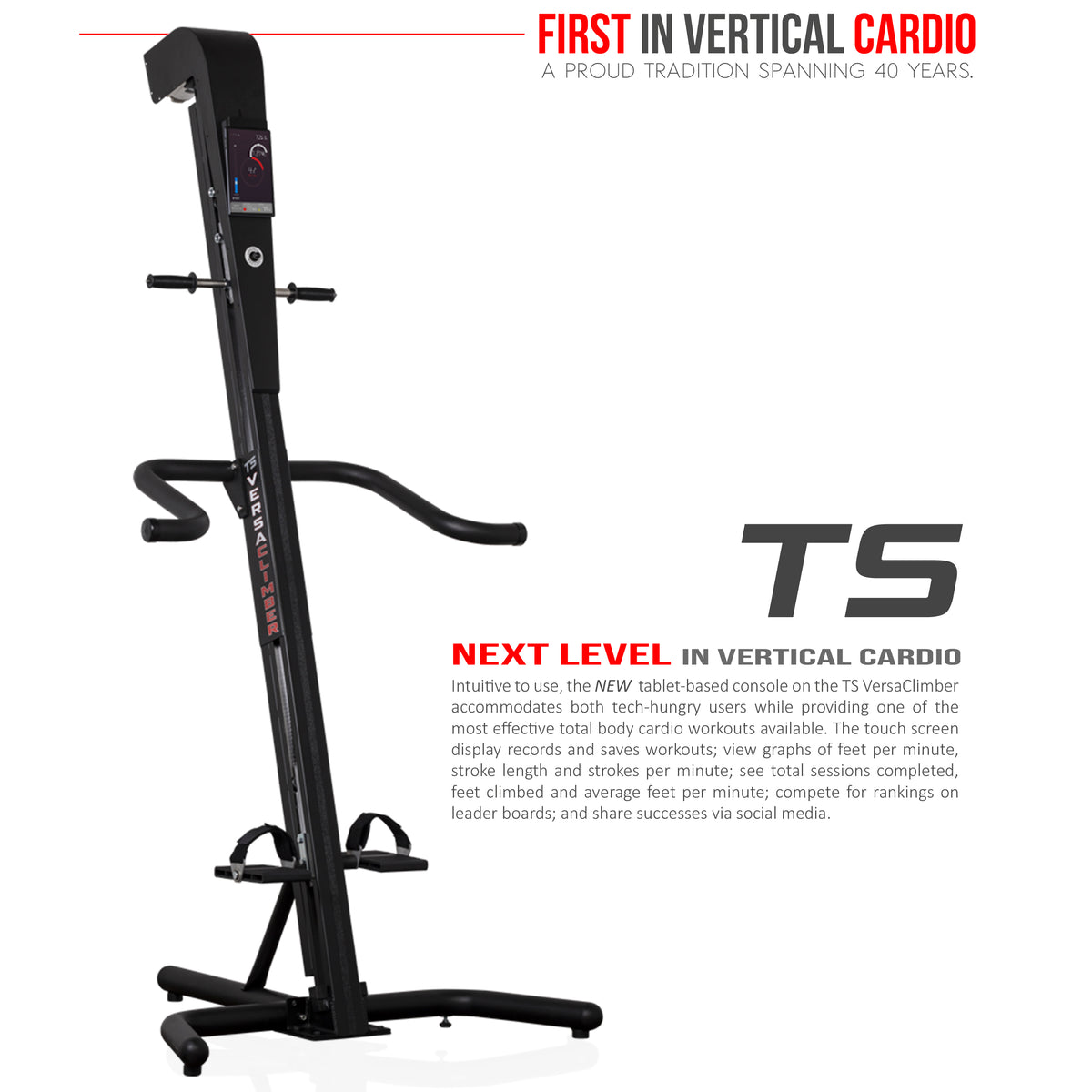 VersaClimber TSA touchscreen fixed-resistance vertical climber