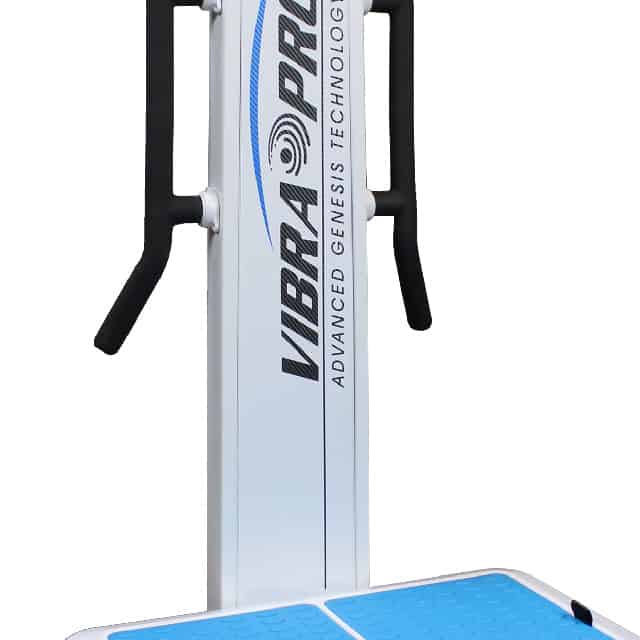 VibraPro Genesis Kinetic Sport X8 upright column, support handles and blue platform detail