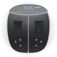 VibraPro Reflexology M1 vibration platform photographed from directly above showing control panel and foot zones