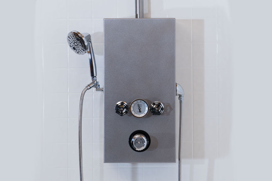 WaterWerks Cascade shower control box and valve detail