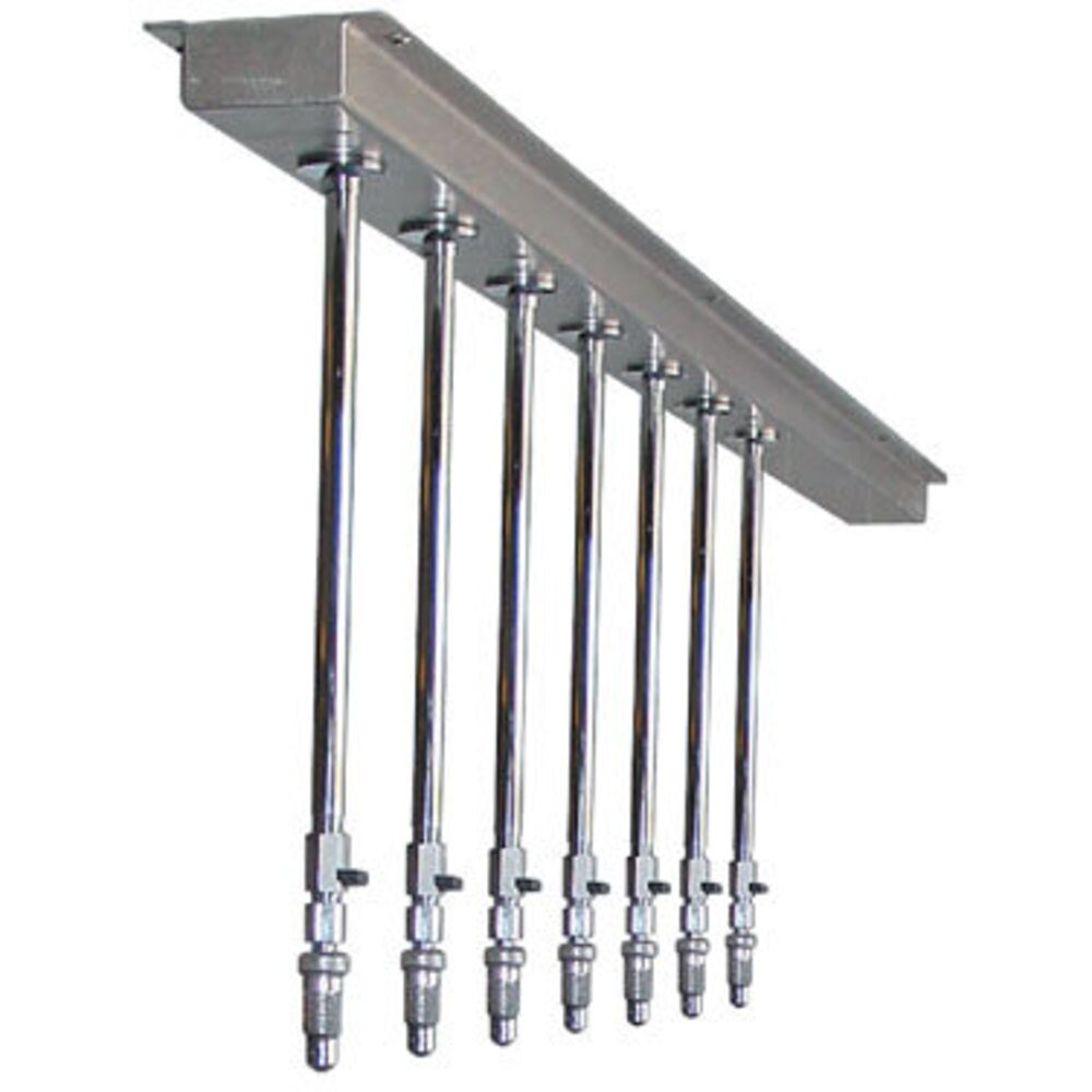 WaterWerks Torrent Vichy shower, detailed view of seven adjustable spray heads